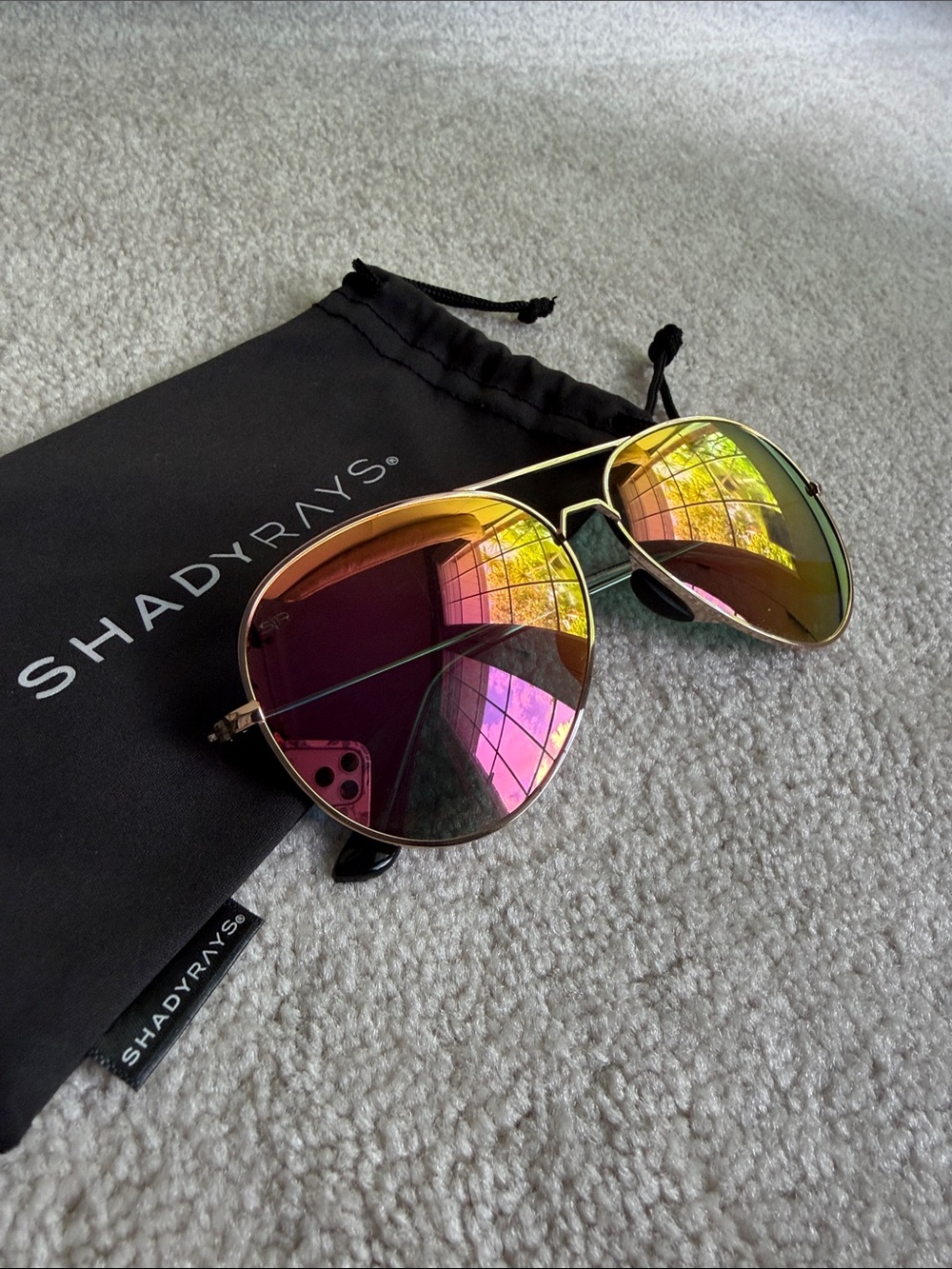 Shady Rays Tangle Free Calimesa Aviator Sunglasses - Pink/Gold Lenses
